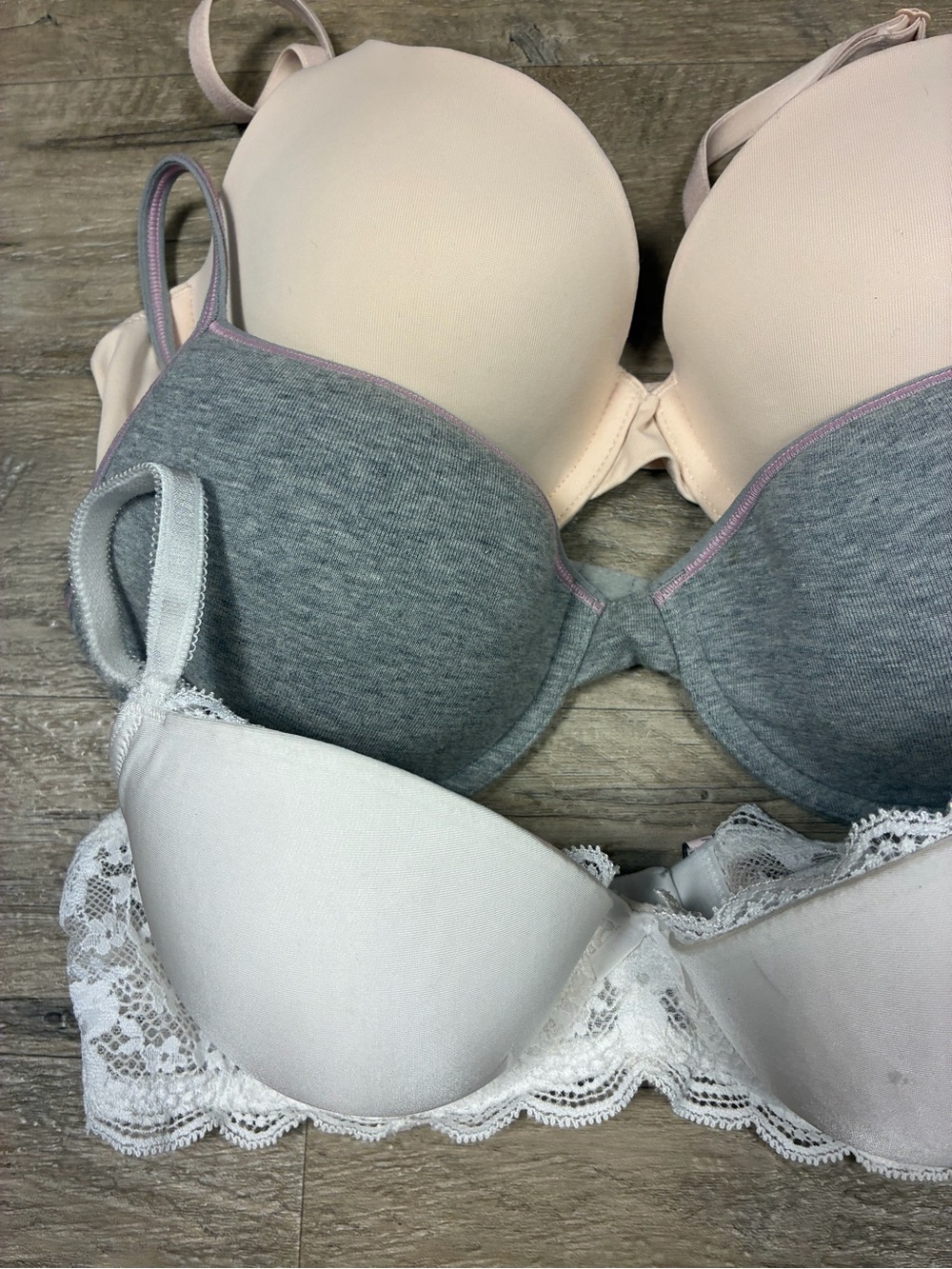 Victoria Secret 3 Underwired T Shirt Bras Lined Demi Wear Everywhere Cotton - Picture 3 of 12